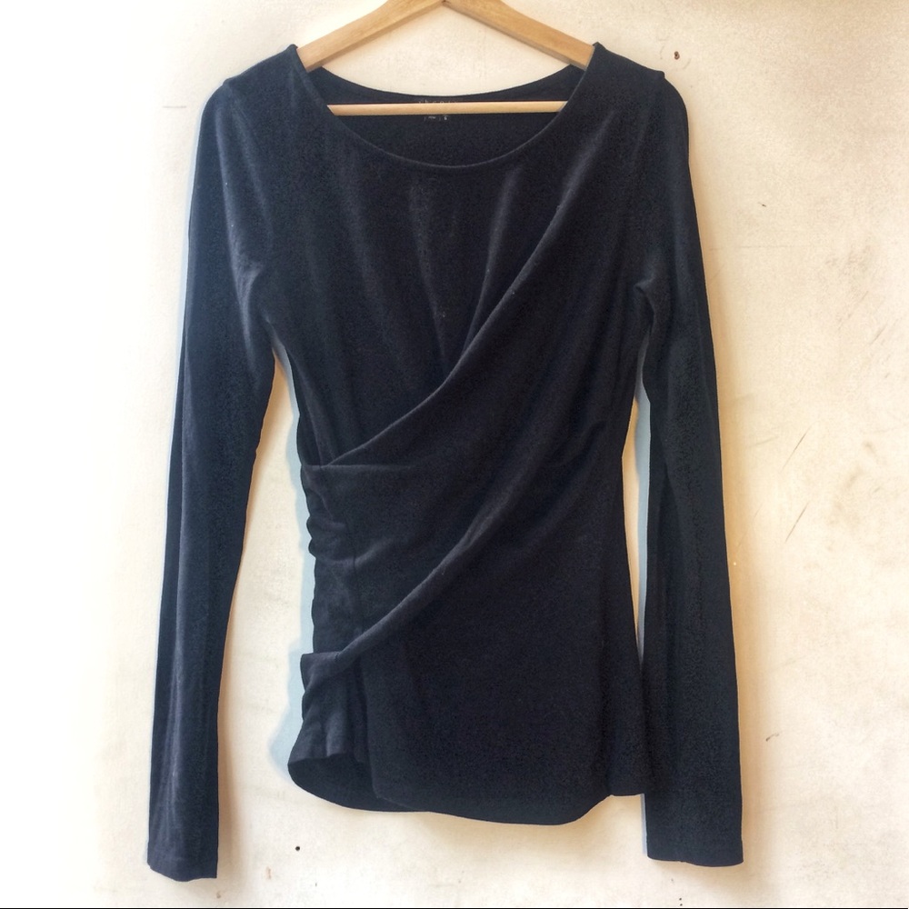 Theory Black Draped Top, Fitted, Excellent Con!